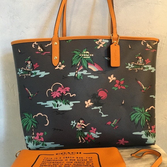 COACH Reversible City Tote Hawaiian Print F28949 - Picture 5 of 10